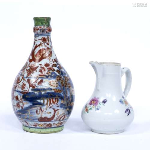 Clobbered bottle vase Chinese, 18th Century with iron red dragon decoration 24cm high and a