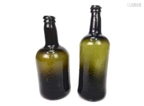 A LOT OF TWO 18TH CENTURY GLASS BOTTLES