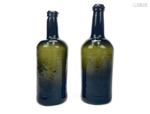 A LOT OF TWO 18TH CENTURY GLASS BOTTLE
