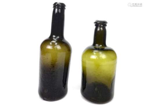 A LOT OF TWO 18TH CENTURY GLASS BOTTLES