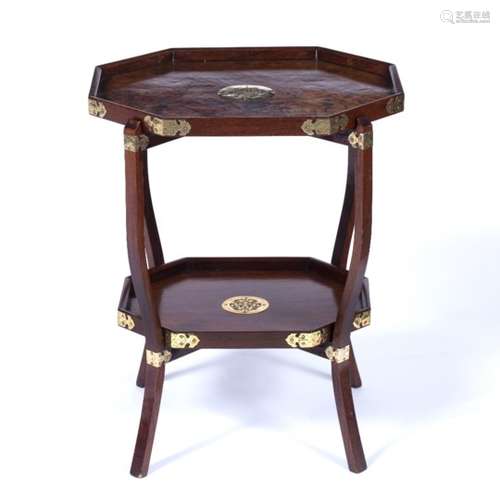 Small two tier folding table Chinese, 20th Century each with a hardwood octagonal top and simple