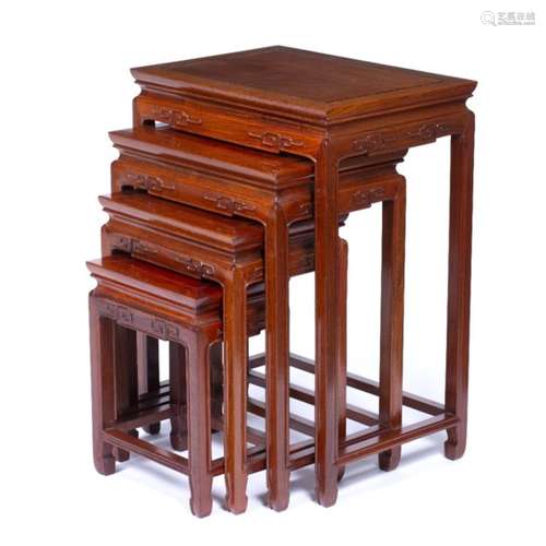 Nest of hardwood tables Chinese, 20th Century largest 51cm across x 35.5cm deep x 71cm high