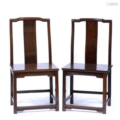 Near pair of 'Emperor's hat' hardwood chairs Chinese, 19th Century 108cm high x 52cm across