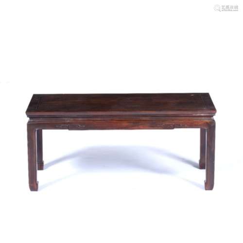 Kang hardwood table Chinese with simple carved frieze 90cm across x 40cm wide x 41cm high