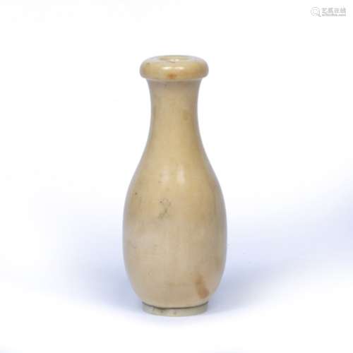 Ivory incense/flower vase Chinese, Ming/Qing dynasty 17th Century of plain slender baluster form
