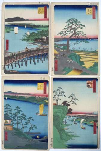 Utagawa Hiroshige 'Eskima Hill and Tone River' 1856, 35cm x 25cm 'The Armor Pine on Hakkei Hill'