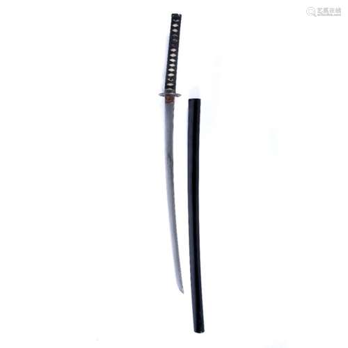 Samurai katana Japanese slightly curved blade, tang signed with one Kanji character 100.5cm