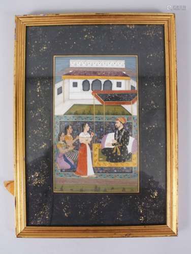 A 20TH CENTURY MINIATURE PICTURE, 20cm x 12cm, framed and glazed.