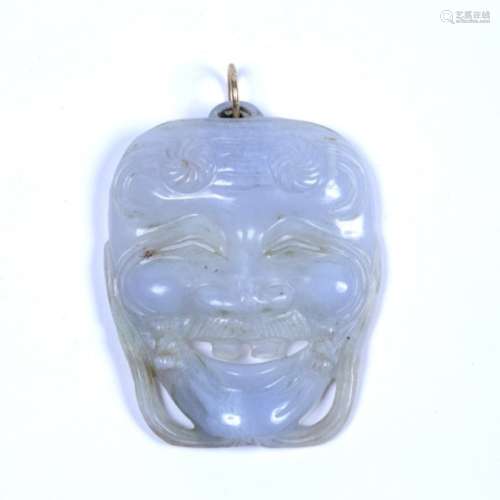 Bleached agate pendant Japanese in the form of a noh mask
