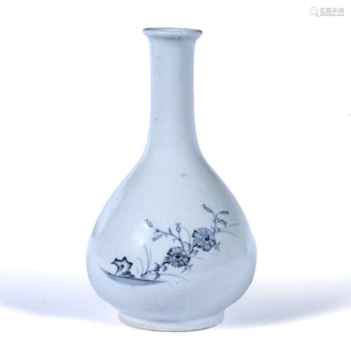 White glazed pear shaped bottle vase Japanese, Meiji period tapered neck with inverted rim, the body