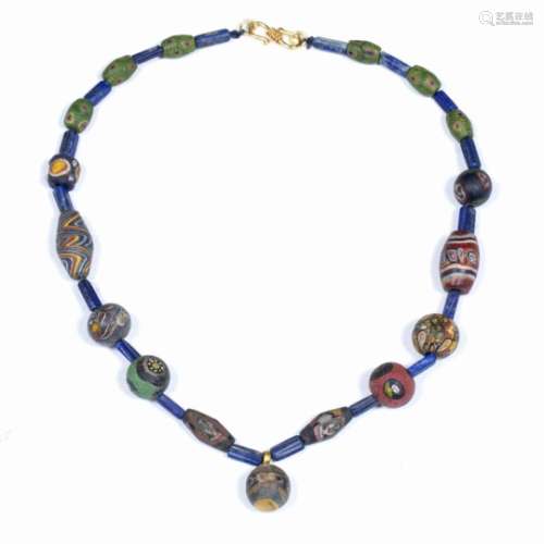 Jatim bead necklace Indonesia with malacca type links 56cm