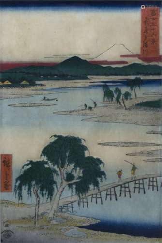 Hiroshige I From the series:-Thirty six views of Mount Fuji No 10, Yuhigaoka at Meguro in Edo (