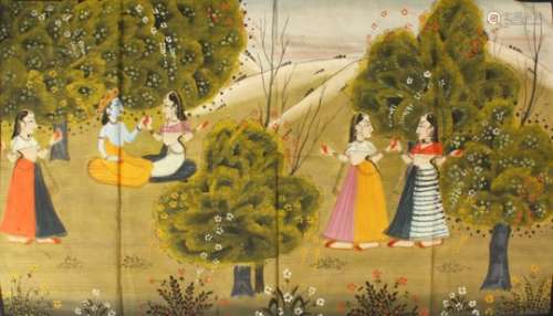 A VERY GOOD LARGE 19TH CENTURY INDIAN COTTON / TEXTILE PICHWAI PAINTING, the painting depicting a