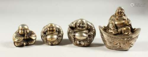 A COLLECTION OF FOUR CHINESE METAL FIGURES AND BUDDHAS.