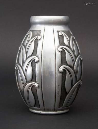 Art Déco Aluminium Vase, Lucien Houzeaux, Frankrei…