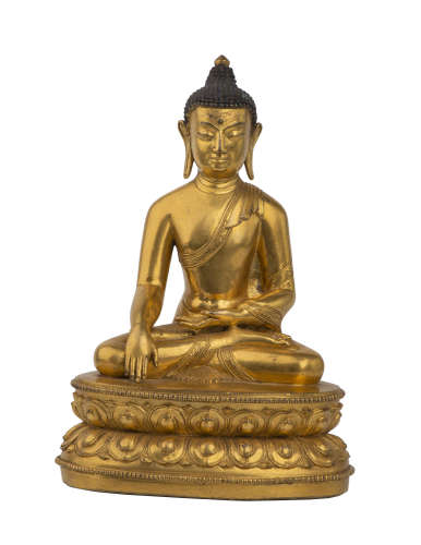 16世紀 銅鎏金釋迦牟尼佛像