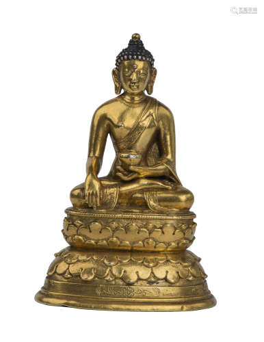 17世纪 銀鎏金不丹風格釋迦牟尼佛像