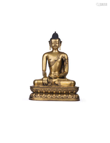 15世紀 銅鎏金釋迦牟尼佛像