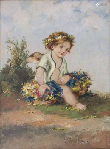 Karl Plückebaum (1880 1952), 'Putto mit Blumenkörb…