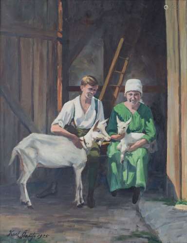 Karl Stauss (1887 1964), 'Hirtenpaar mit Ziegen' /…