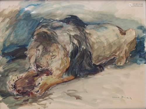 Otto Dill (1884 1957), 'Löwe, seine Beute fressend…