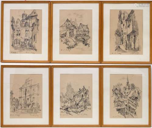 Hanns Fay (1888 1957), 6 Zeichnungen 'Pfälzer Dorf…