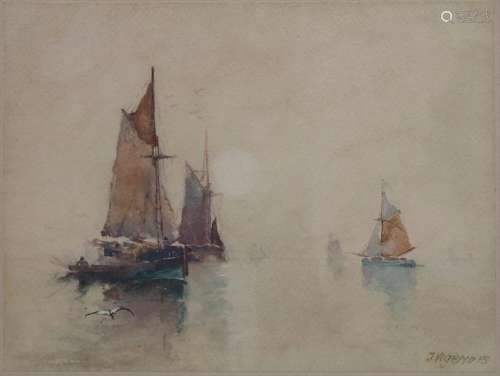 J. Vogeno (19. Jh,), 'Fischerboote im Morgenlicht'…