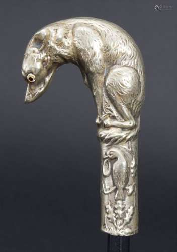 Silbergriff 'Sitzender Hund' / A silver handle 'Se…