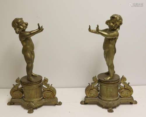 A 19th Century Pair Of Gilt Bronze Figural Chenets