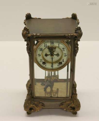 C.D. Peacock. Chicago Gilt Metal Carriage Clock