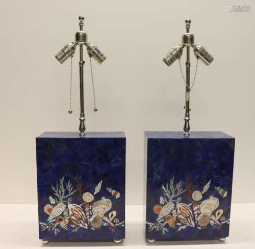 Pair Of Midcentury Style Lapis Lamps With