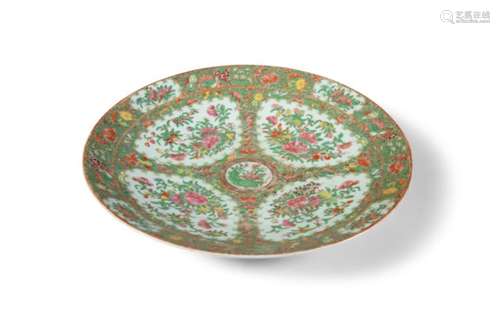 A LARGE CHINESE FAMILLE ROSE CHARGER, Canton 19th Century, of shallow circular form, decorated