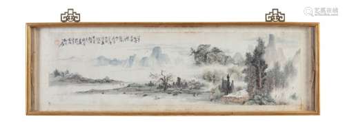 CHINESE SCHOOL (19TH CENTURY)Figures in mountain and river landscapeInk and colour on silk, 23 x