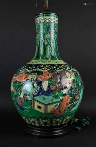 A Massive Double Walled Famille Verte Vase as a