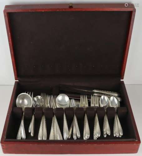 STERLING. 60 Pc. Towle Silver Flutes Flatware Set.