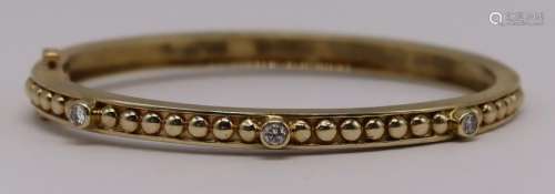 JEWELRY. 14kt Gold and Diamond Hinged Bracelet.