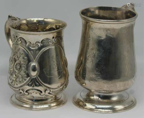 SILVER. Two Antique English Silver Canns.