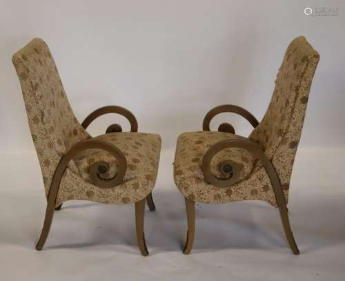 Pair Of Neoclassical Style Upholstered Chairs .