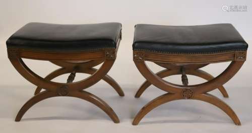 KINDEL.Signed Pair Of Neoclassical Style Benches