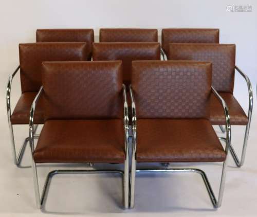 MIDCENTURY. 8 Chrome And Upholstered Arm Chairs.