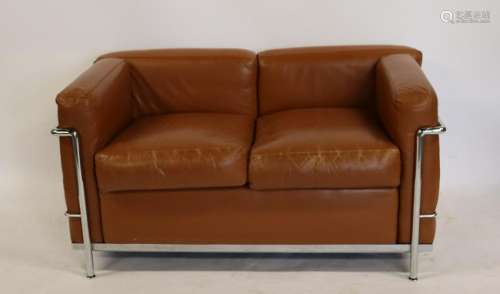 Vintage Corbusier Leather Upholstered Settee.
