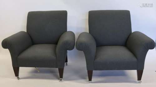 George Smith Signed Pair Of Upholstered Club