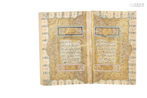 An illuminated Qur'an copied by the scribe Ibrahim al-Rushdi, a pupil of Mustafa Shaker Ottoman Turkey, probably Constantinople, dated AH 1236/AD 1820-21