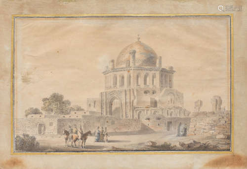 Michel-Francois Preaulx (French, 1796-1827) The Mausoleum of Oljeitu, or Muhammad Khodabandeh, the eighth Ilkhanid ruler of Persia (reg. 1304-16)