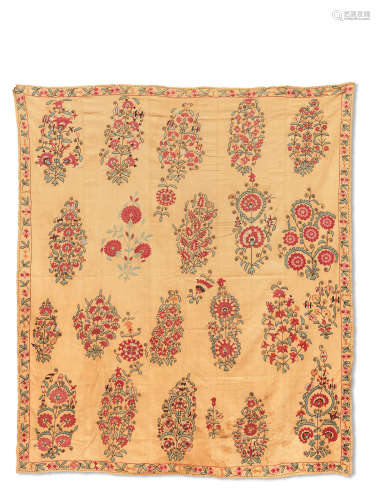 A Nurata silk embroidered linen panel (susani) Central Asia, 19th Century