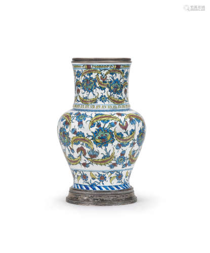 A Samson silver-mounted Iznik style porcelain vase France, 19th Century