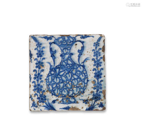 An unusual underglaze-painted pottery tile Probably Damascus, Syria, 16th Century