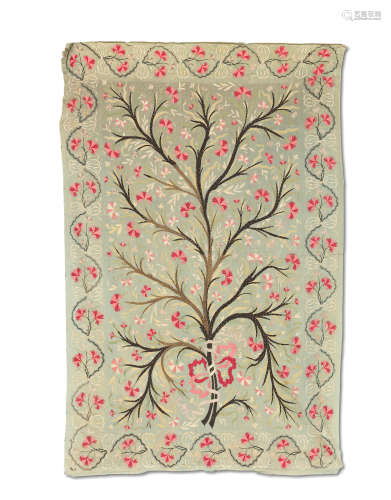 An Ottoman silk embroidered cotton tree of life panel Turkey, 19th Century