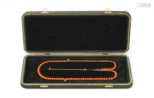 (2) A set of Ottoman coral and gold prayer beads (tasbih) Turkey or Europe for the Ottoman Market, 19th Century