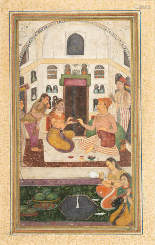 A nobleman entertained in his harem Provincial Mughal, perhaps Amber, circa 1610